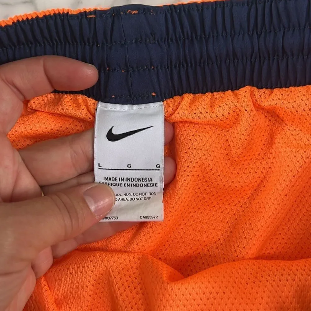 Nike Total Orange & Blue Color block Strip Volley Swim Shorts Size Large NWOT